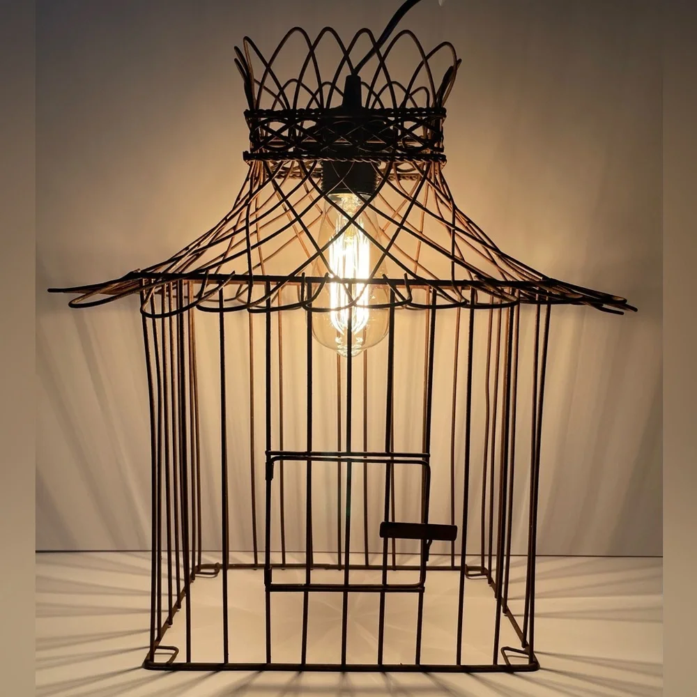 Vintage rustic birdcage pendant light
